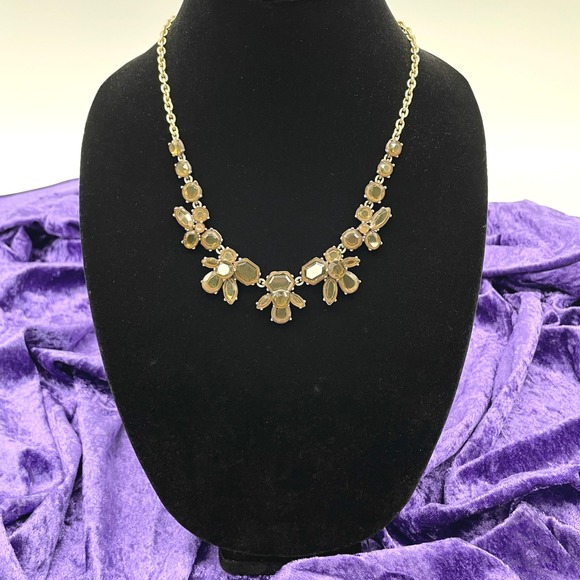 J. Crew Jewelry - J Crew Crystal Flower Statement Necklace Preppy Glam Classic Garden Party Modern